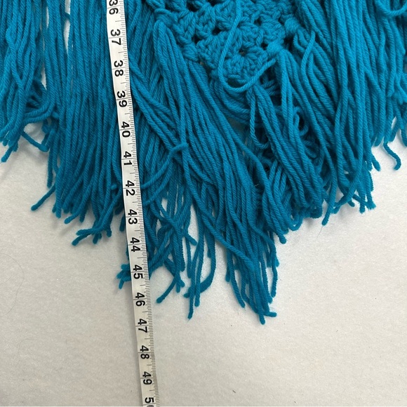 Handmade Teal Crochet Poncho Oversized Duster Boho Hippie Granny  *READ - Picture 10 of 12